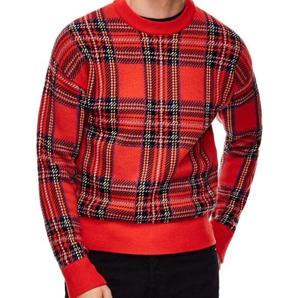 NWOT Sandro Rare Red Tartan Sweater Size Small - Picture 1 of 11